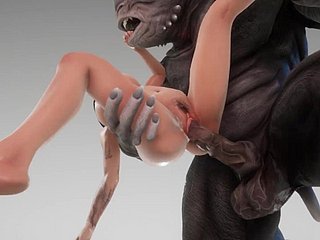 可爱的女孩伴侣与怪物大公鸡怪物3D色情野生生活