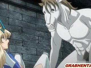 Hentai principessa underbrush tette grosse brutalmente doggystyle scopata da mostro a cavallo